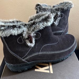 Khombu Chocolate Sueded Leather and Fur Booties